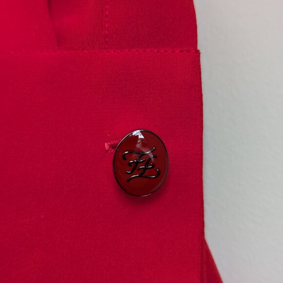 Fendi Embroidered button down shirt in red silk crepe de chine - Picture 12 of 16